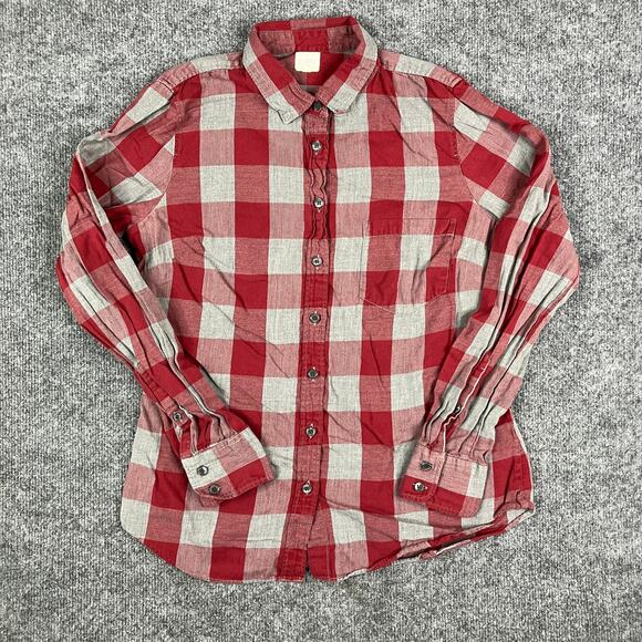 J.Crew Casual Button Shirt Mens Size S Red Gray Plaid Long Sleeve Lightweight - Picture 2 of 8